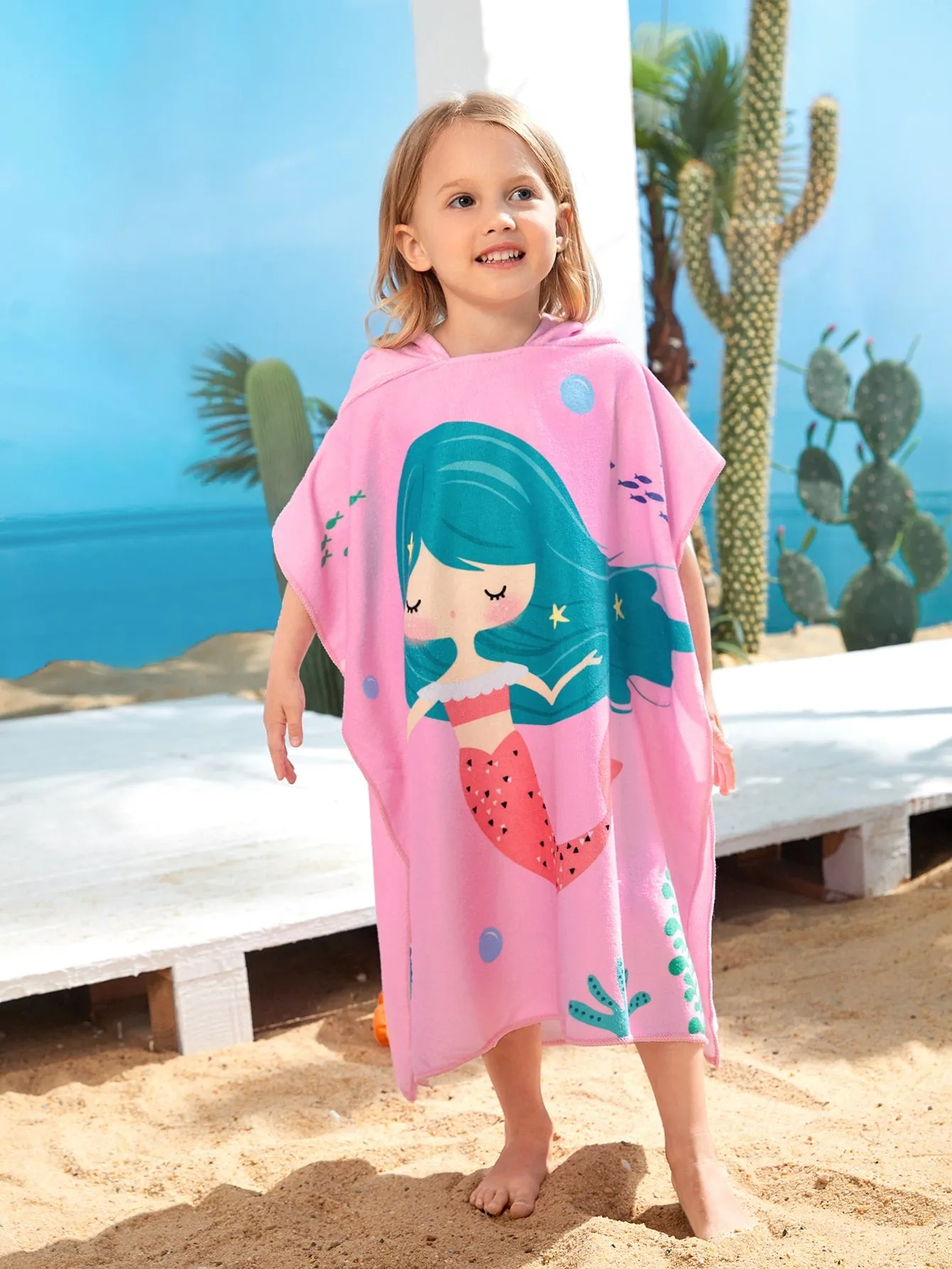 1pc Mermaid Pattern Kids Bath Towel