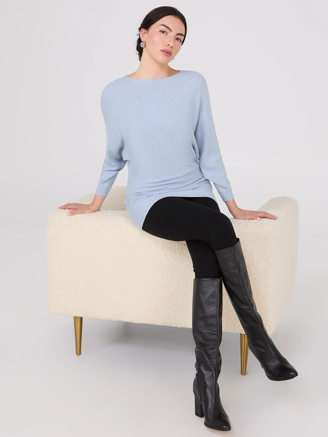 3/4 Dolman Sleeve Ottoman Stitch Sweater