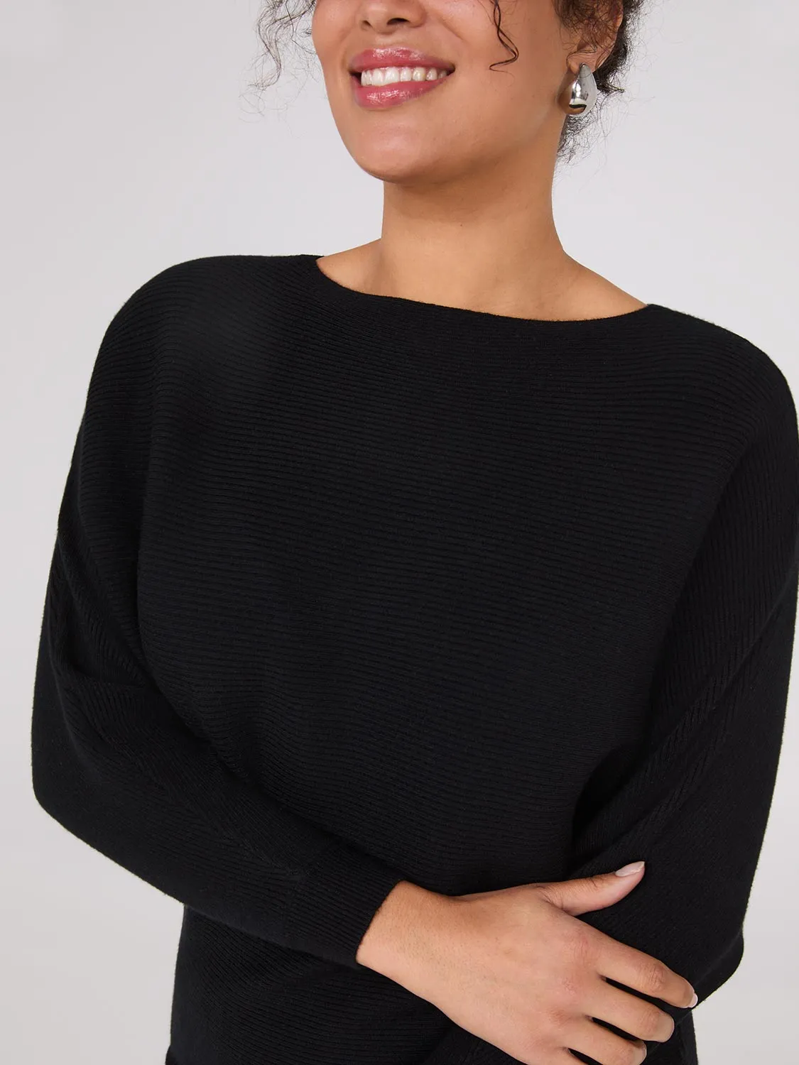 3/4 Dolman Sleeve Ottoman Stitch Sweater