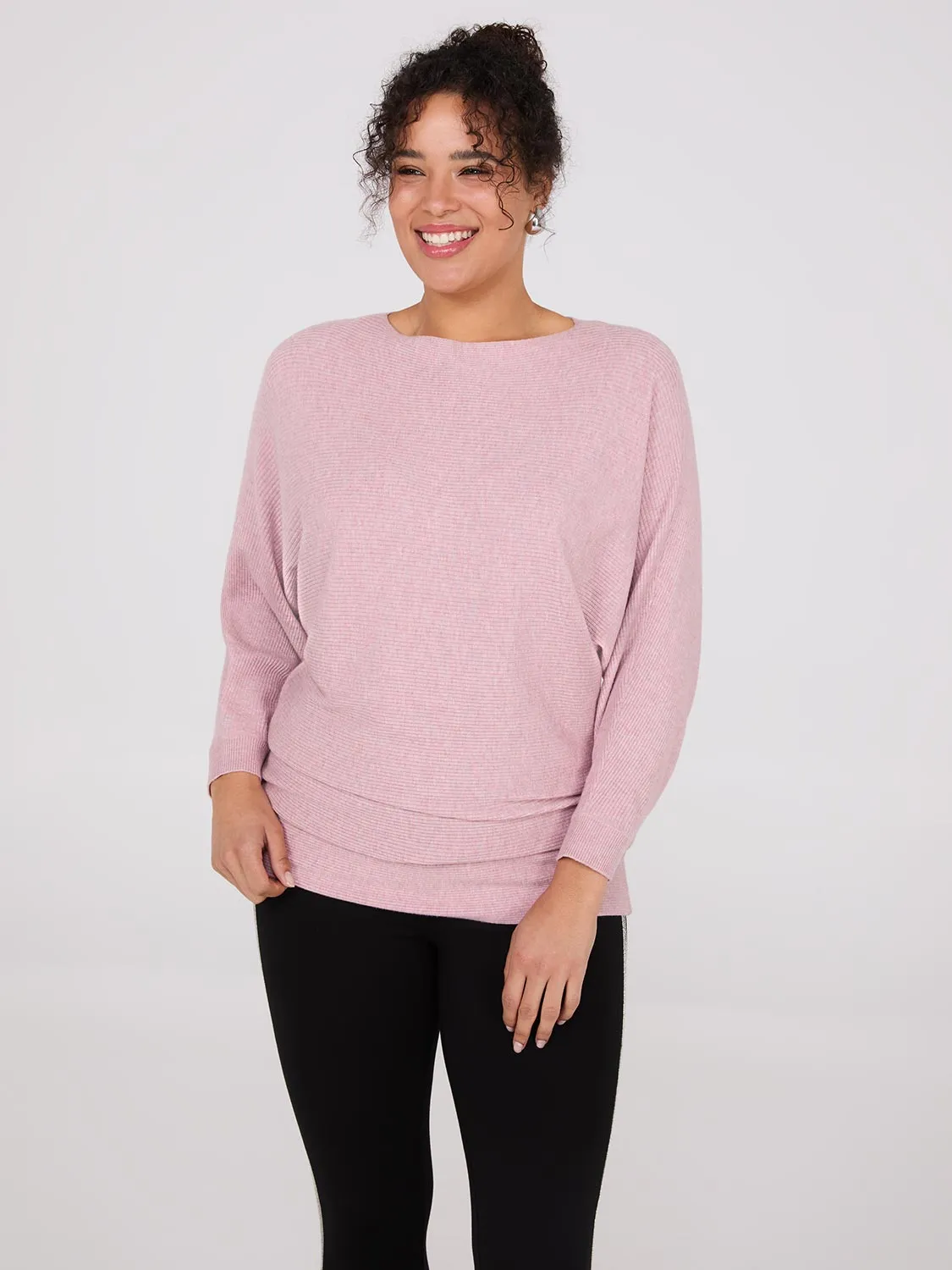 3/4 Dolman Sleeve Ottoman Stitch Sweater