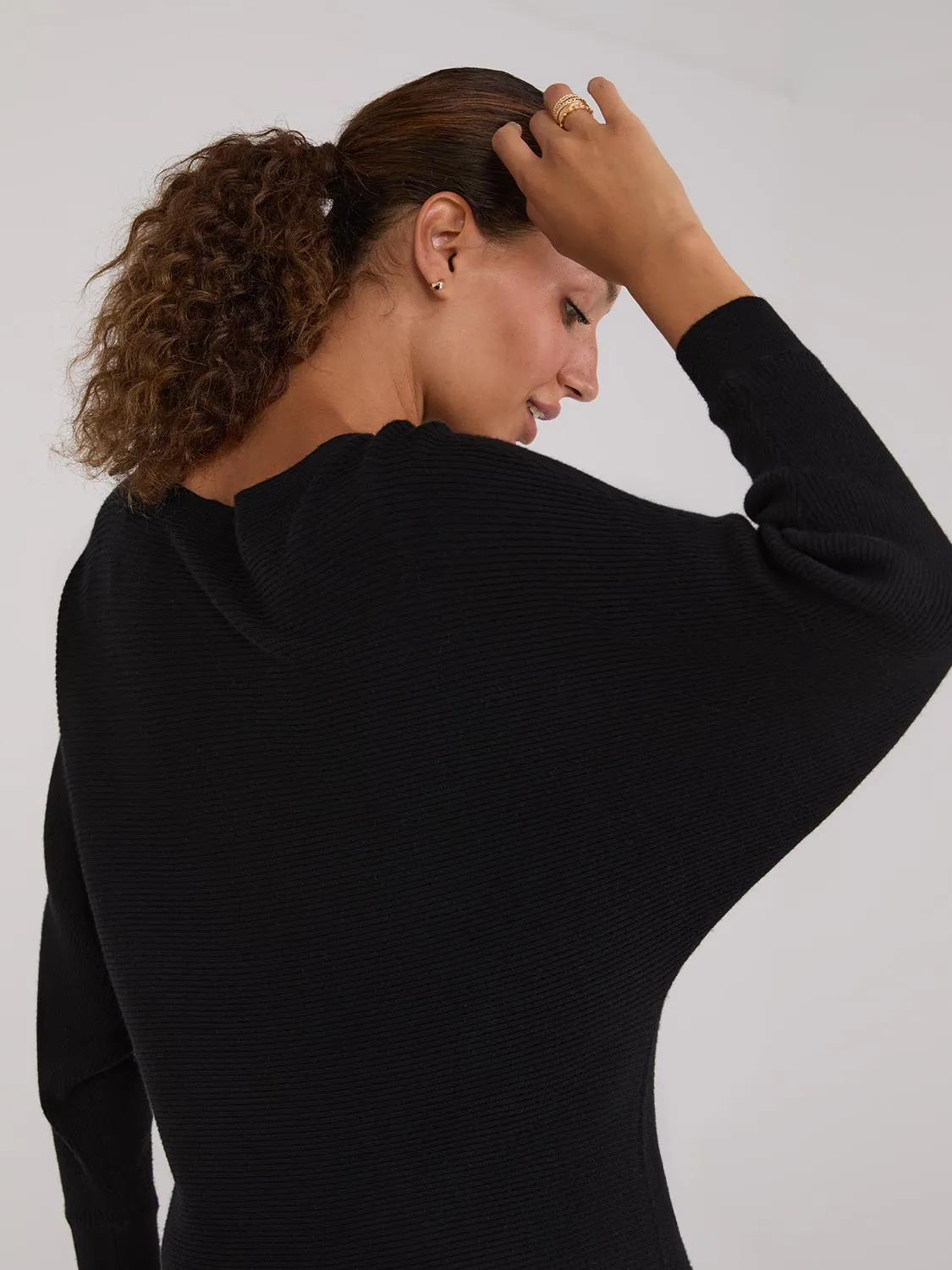 3/4 Dolman Sleeve Ottoman Stitch Sweater