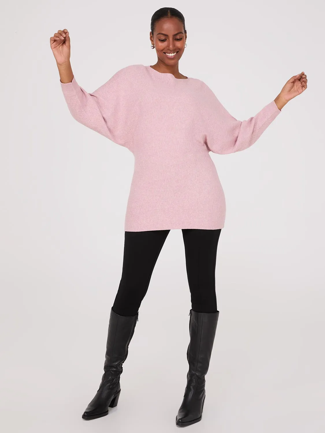3/4 Dolman Sleeve Ottoman Stitch Sweater