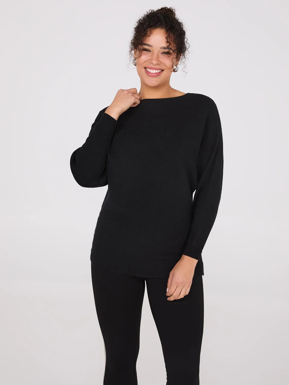 3/4 Dolman Sleeve Ottoman Stitch Sweater