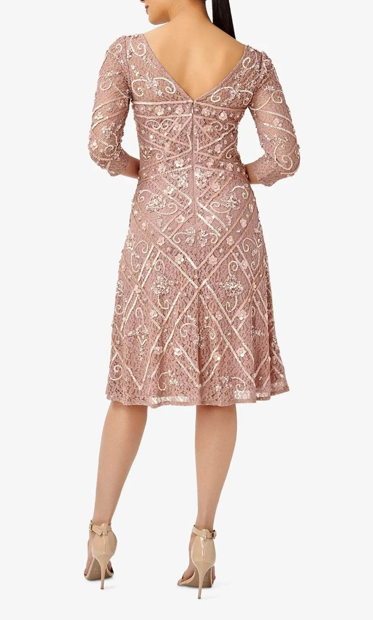 Adrianna Papell AP1E209857 - Sequin Beaded Boat Neck Dress