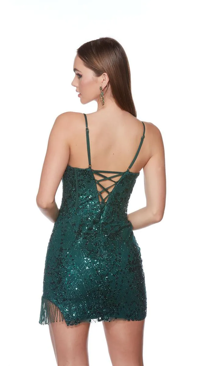 Alyce Paris Fringe Hem Homecoming Dress 4639