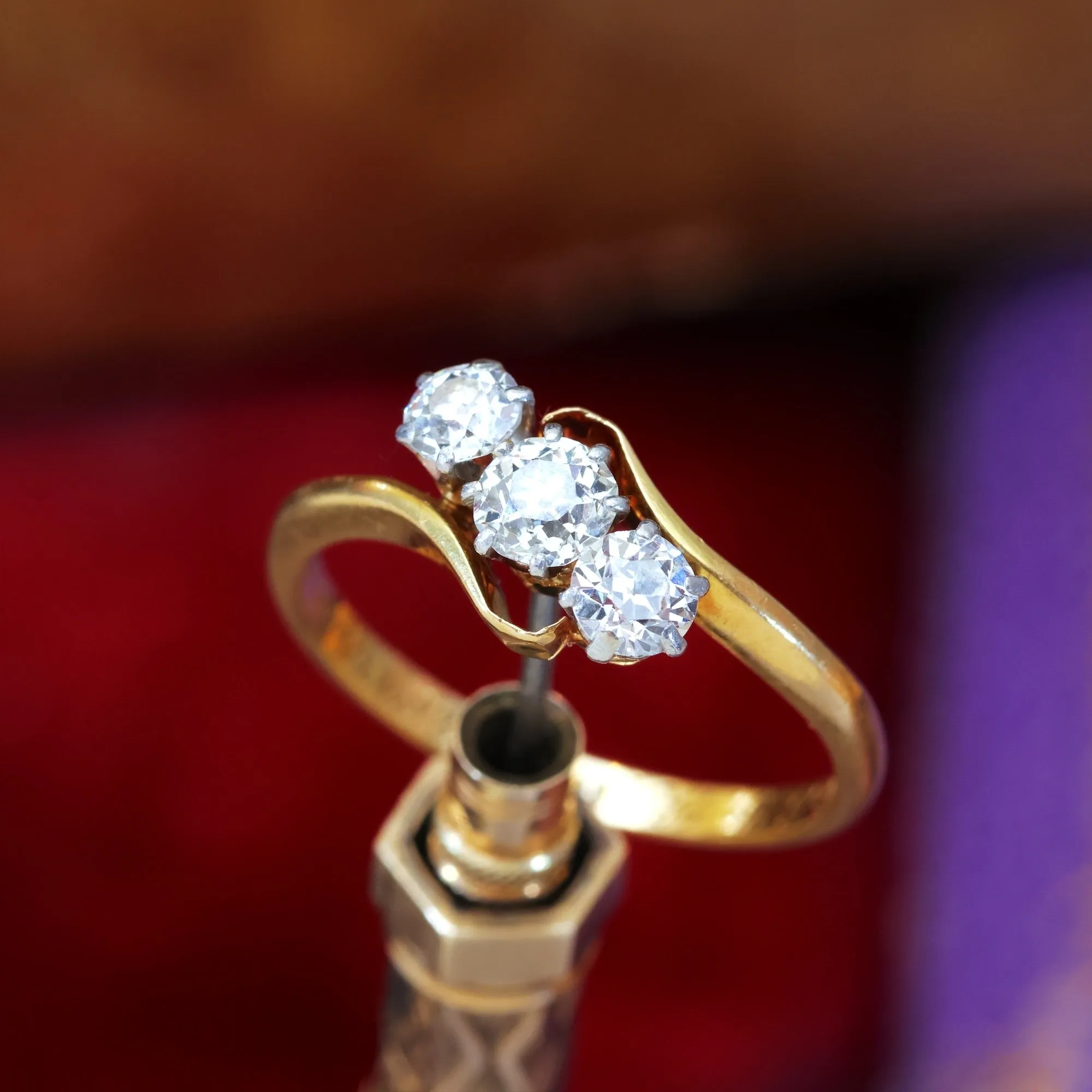 Antique Date 1912 Diamond Trilogy Crossover Ring