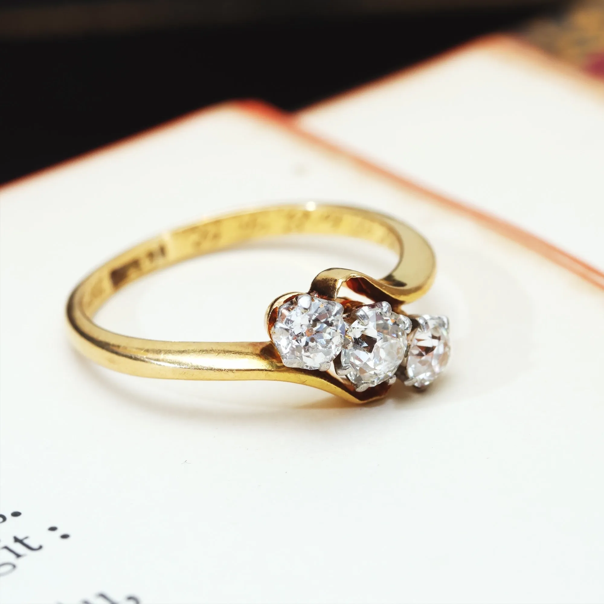 Antique Date 1912 Diamond Trilogy Crossover Ring