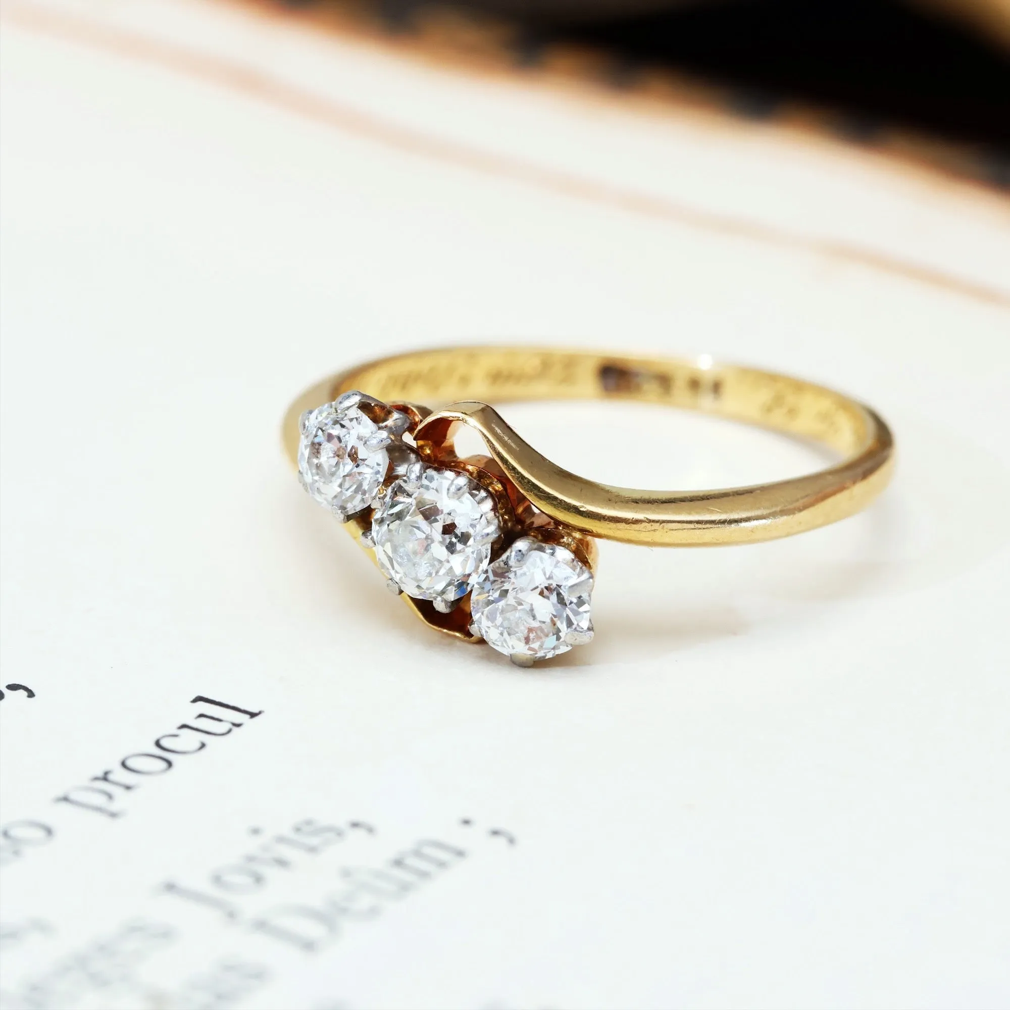 Antique Date 1912 Diamond Trilogy Crossover Ring