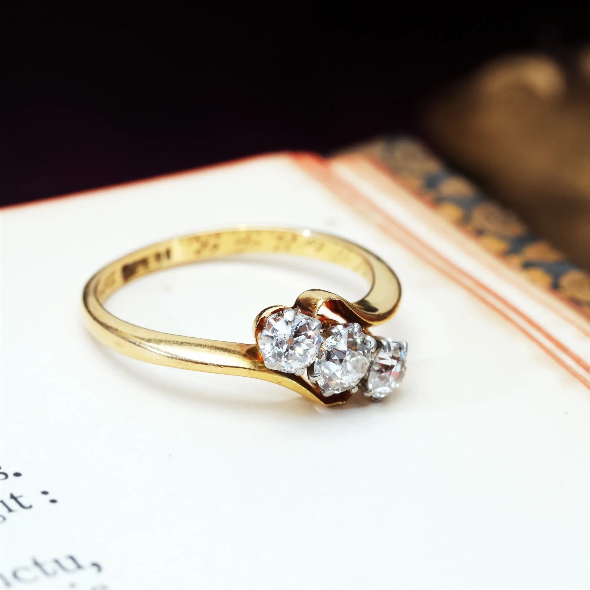 Antique Date 1912 Diamond Trilogy Crossover Ring