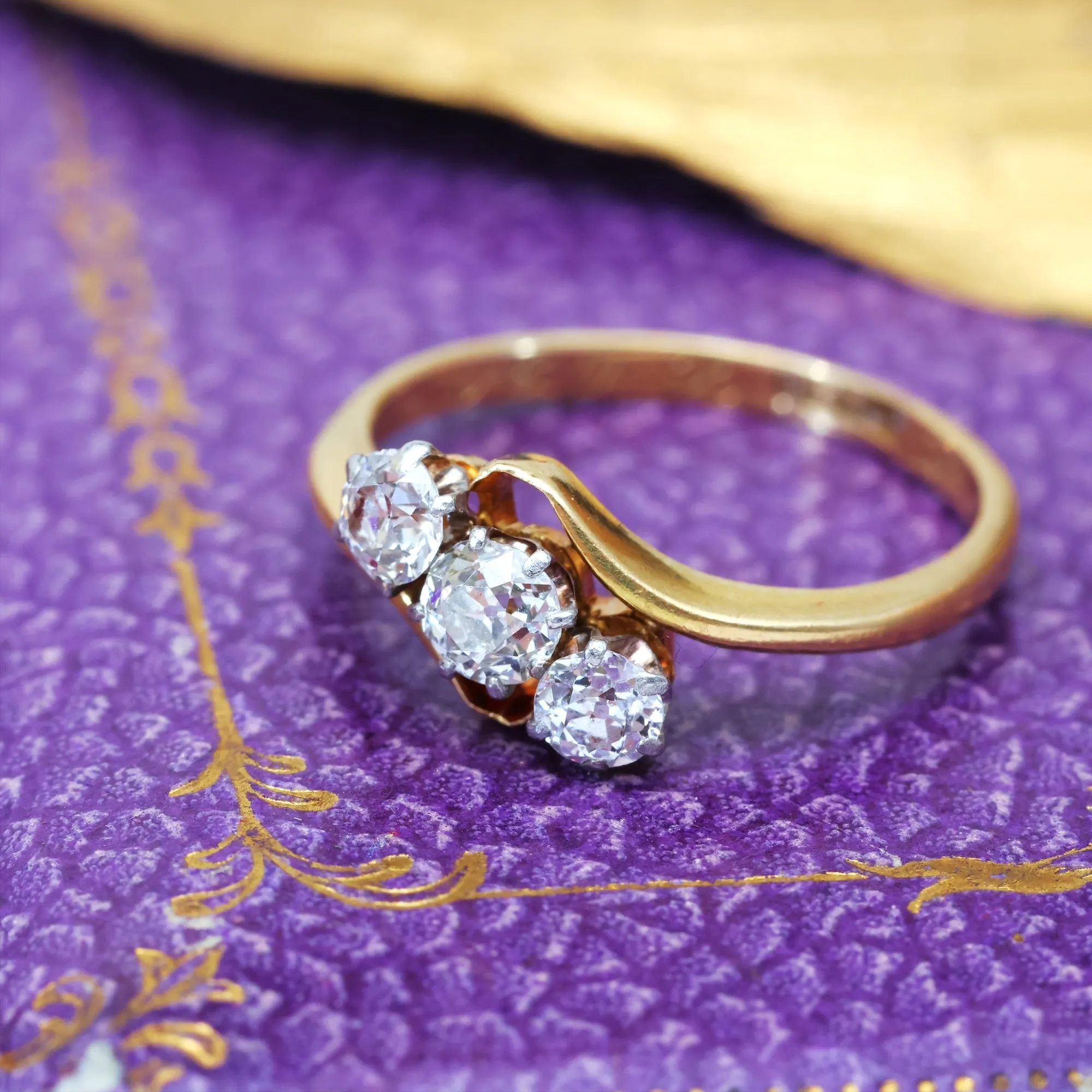 Antique Date 1912 Diamond Trilogy Crossover Ring