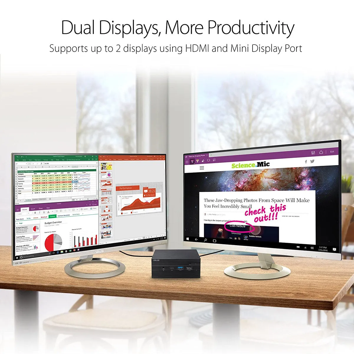ASUS Mini PC PN60 with Intel Core Processors DDR4 RAM, 4K UHD Support, Wi-Fi and Windows 10