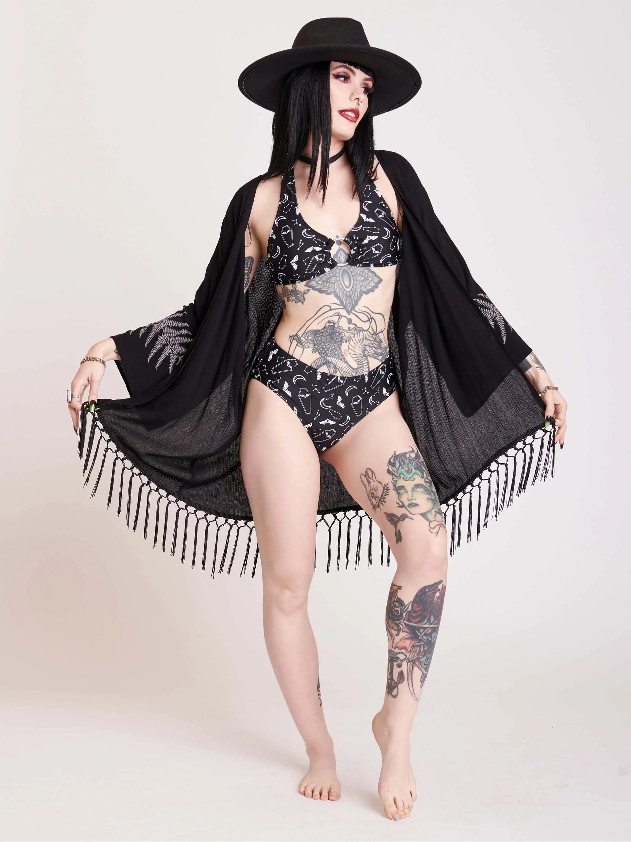 Bat Coffin Halter Bikini Top