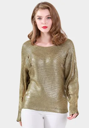 Batwing Full Sleeve Metallic Sweater