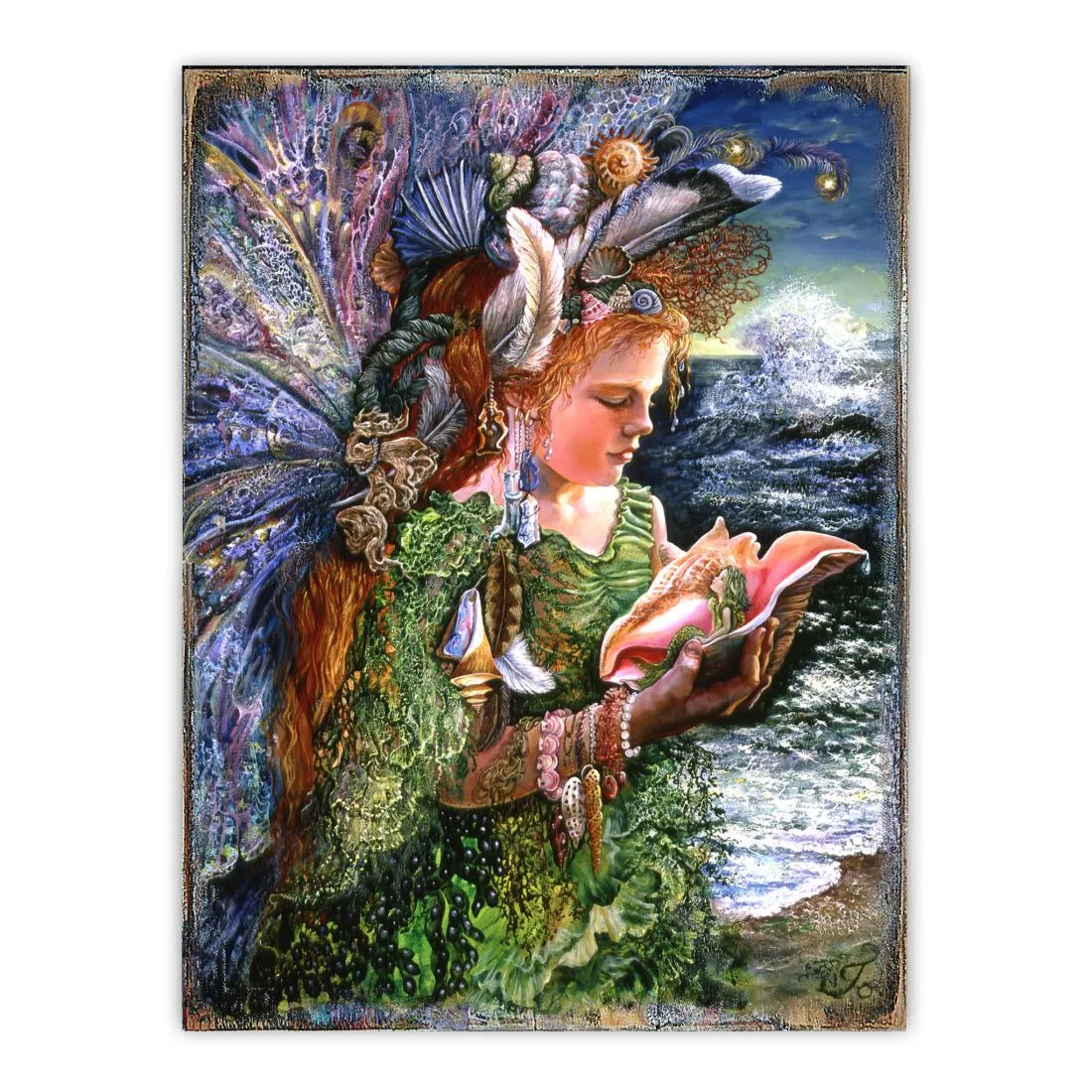 Beachcomber Fairy Fantasy Wooden Wall Art by Josephine Wall - Fantasy Décor - 852130-JW