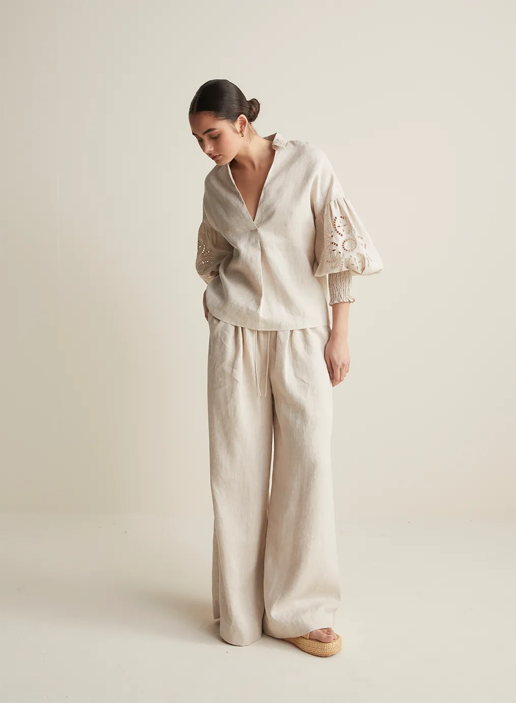 Blyth Linen Smock Top | Flax  | Restock