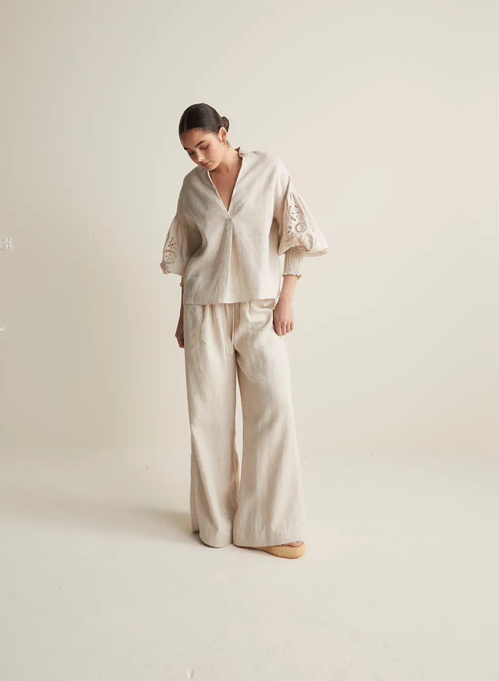 Blyth Linen Smock Top | Flax  | Restock