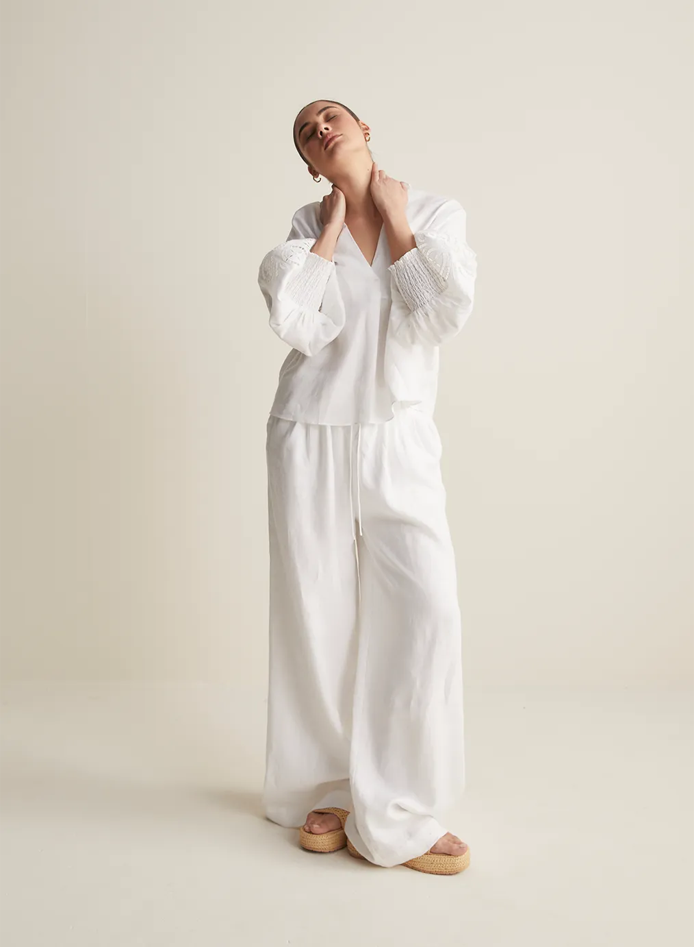 Blyth Linen Smock Top | White  | Restock