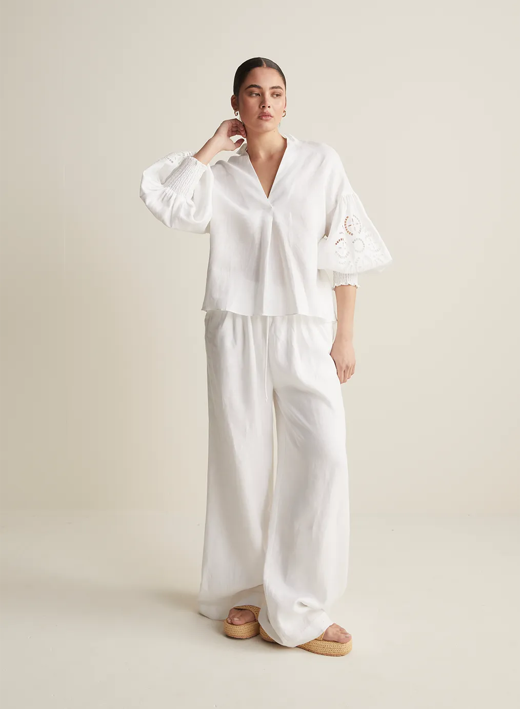 Blyth Linen Smock Top | White  | Restock