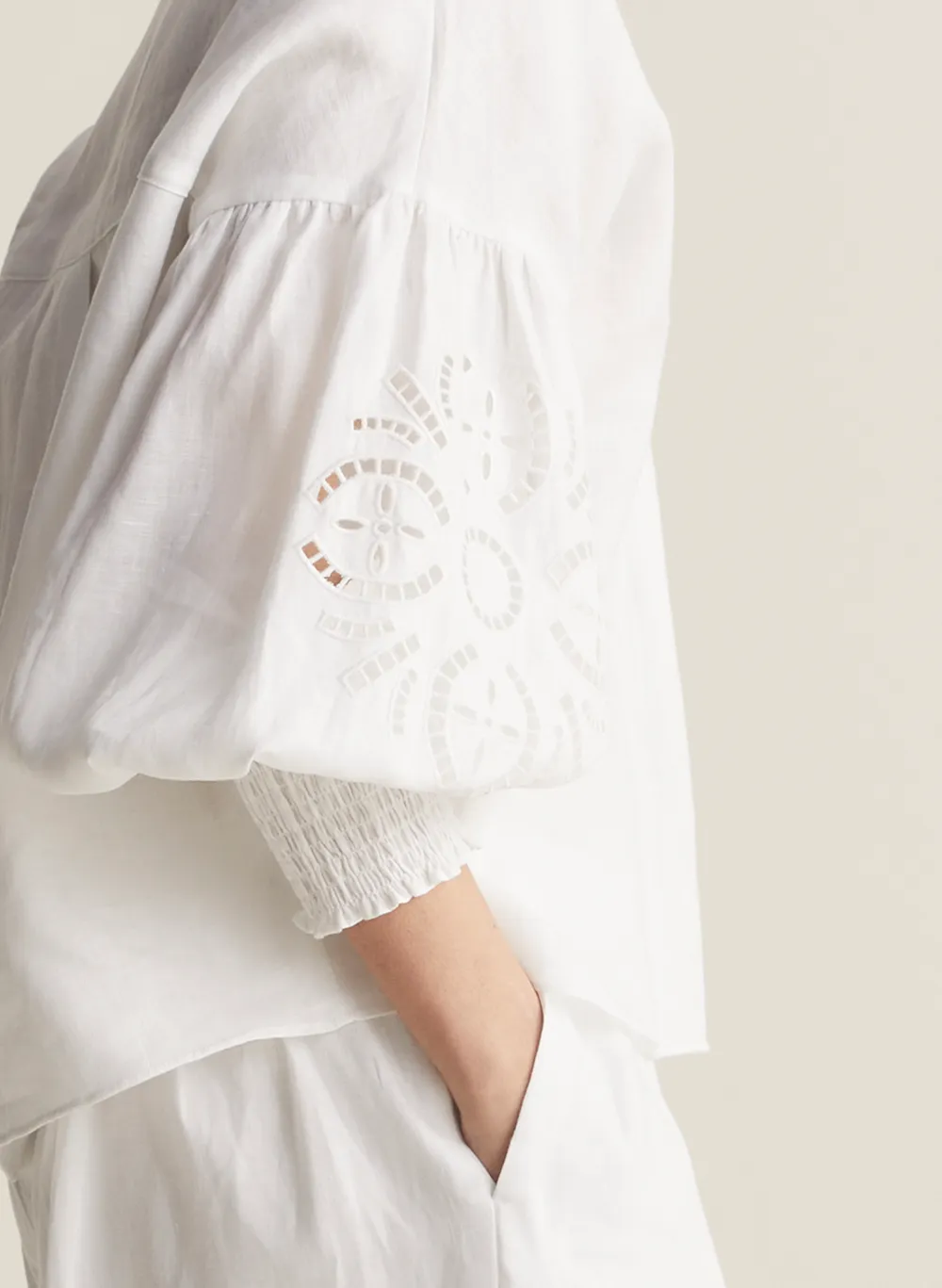Blyth Linen Smock Top | White  | Restock