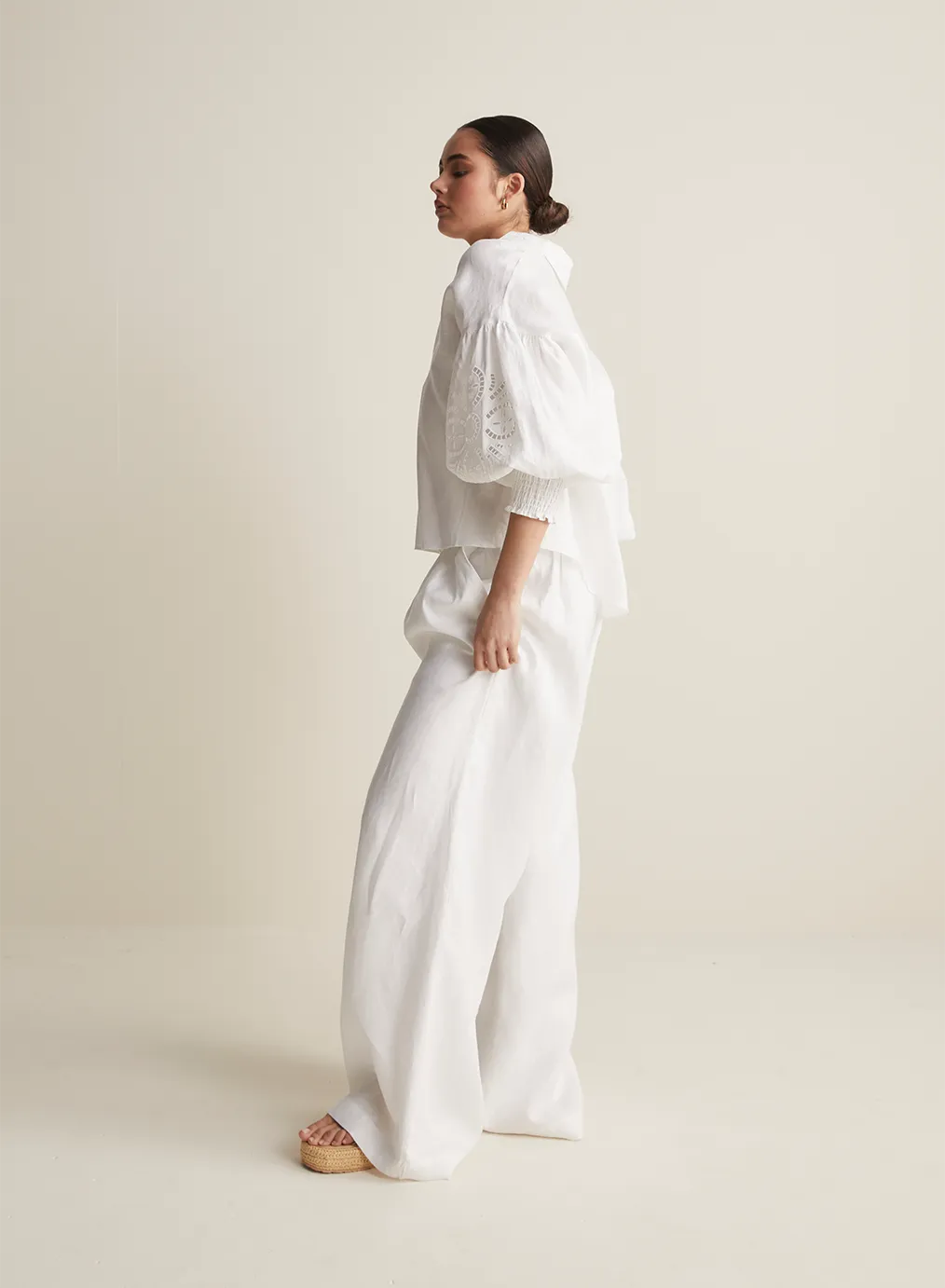 Blyth Linen Smock Top | White  | Restock