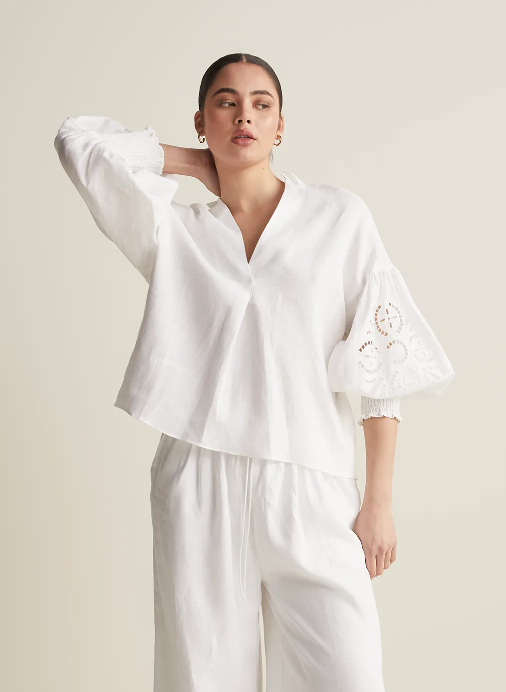 Blyth Linen Smock Top | White  | Restock