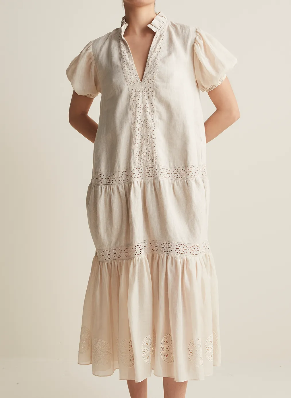 Cecile Linen Ramie Midi Dress | Flax  | Restock
