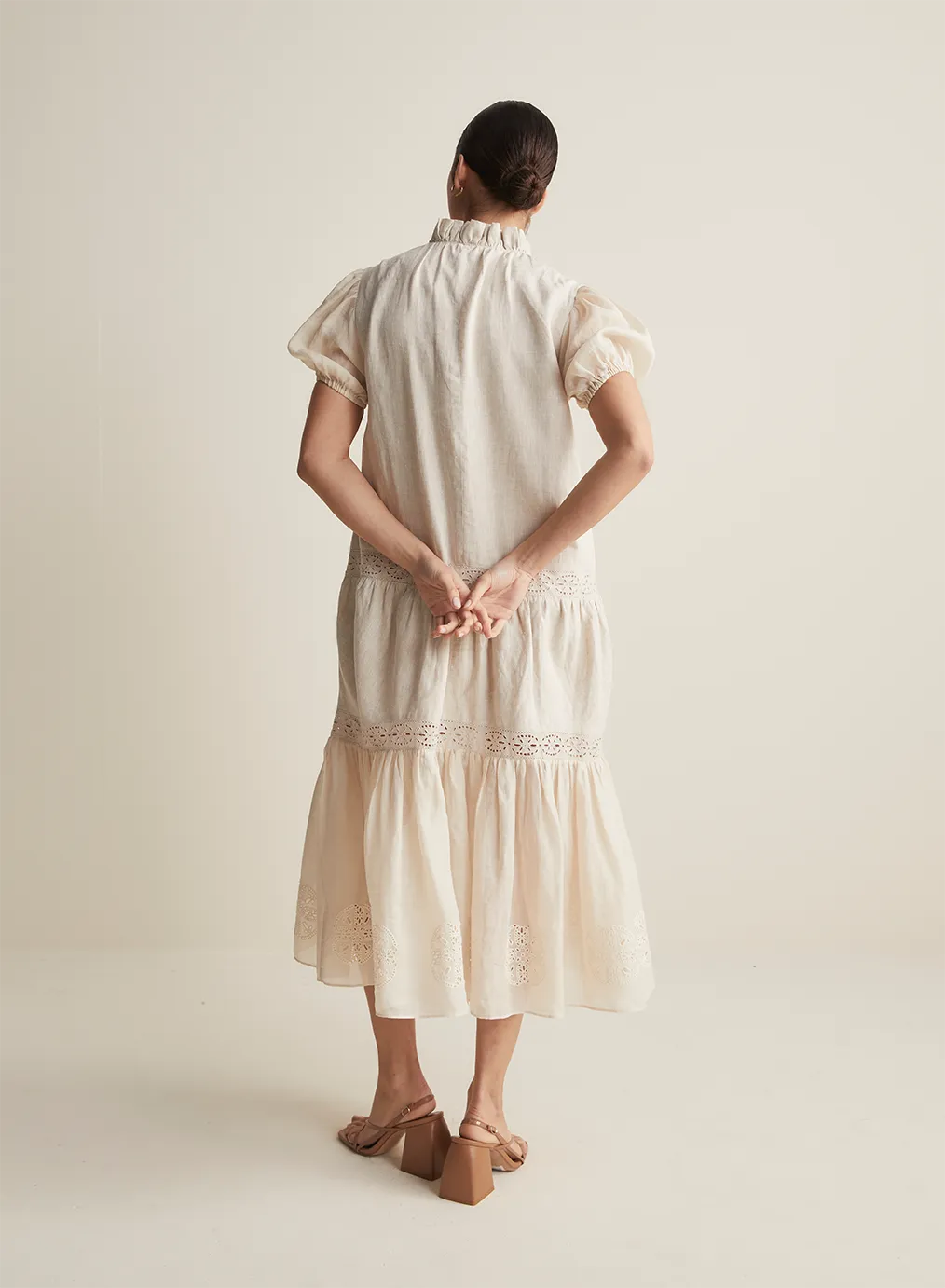 Cecile Linen Ramie Midi Dress | Flax  | Restock