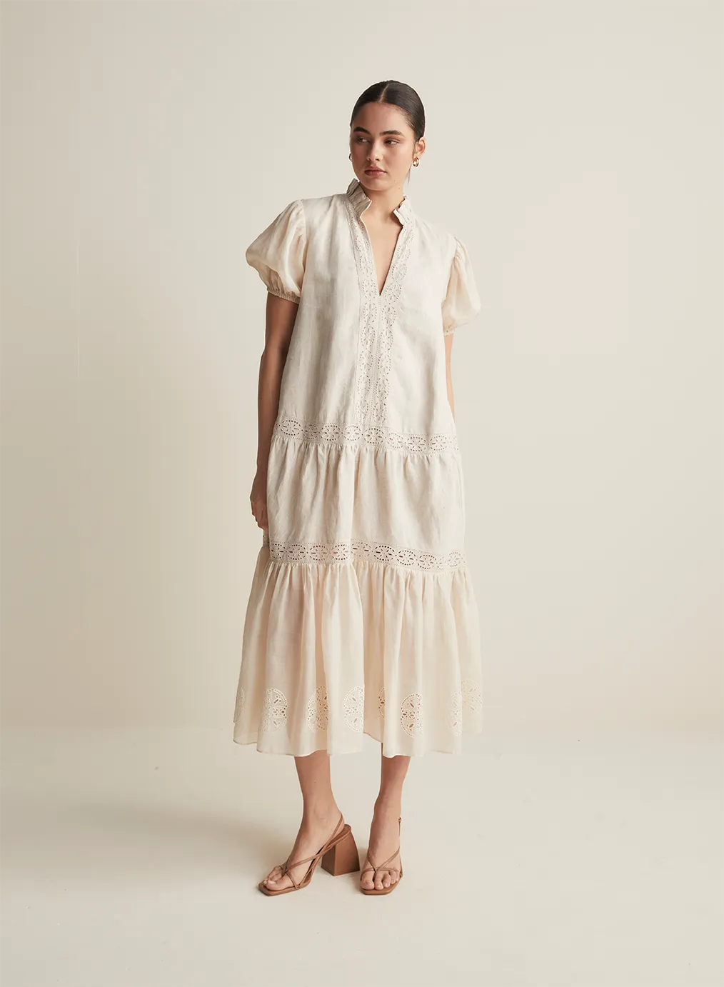 Cecile Linen Ramie Midi Dress | Flax  | Restock