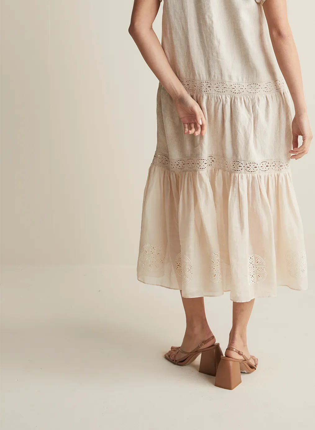Cecile Linen Ramie Midi Dress | Flax  | Restock