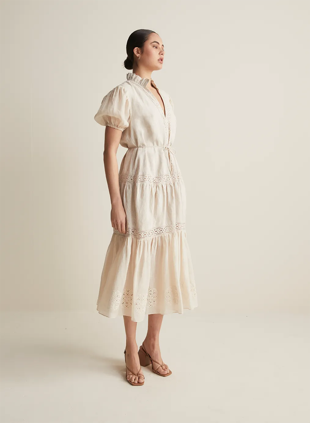 Cecile Linen Ramie Midi Dress | Flax  | Restock
