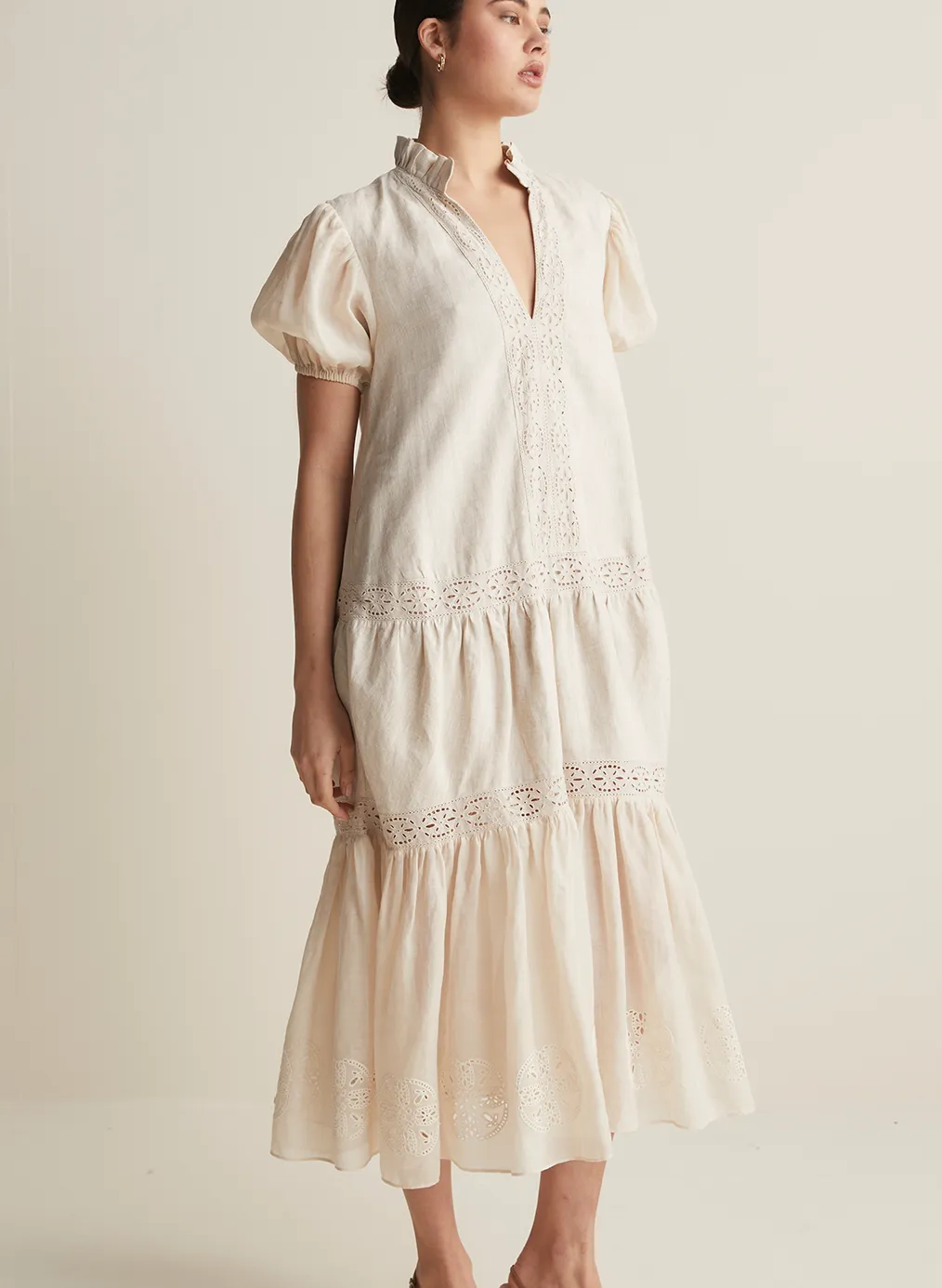Cecile Linen Ramie Midi Dress | Flax  | Restock