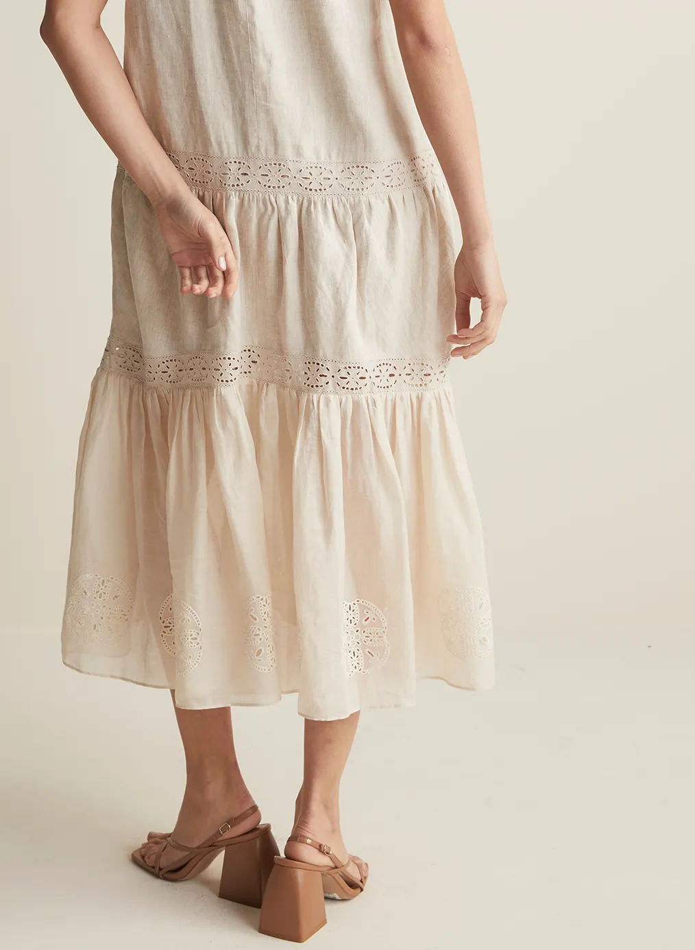 Cecile Linen Ramie Midi Dress | Flax  | Restock