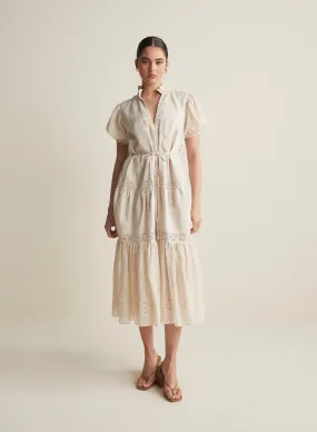 Cecile Linen Ramie Midi Dress | Flax  | Restock