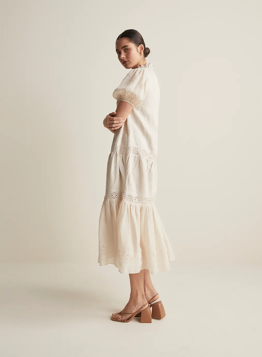 Cecile Linen Ramie Midi Dress | Flax  | Restock