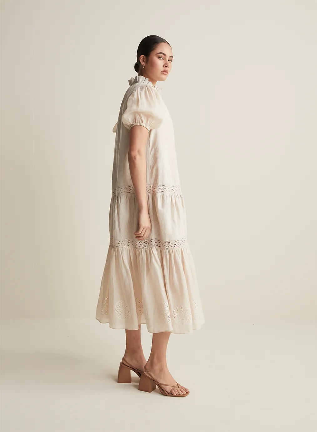 Cecile Linen Ramie Midi Dress | Flax  | Restock