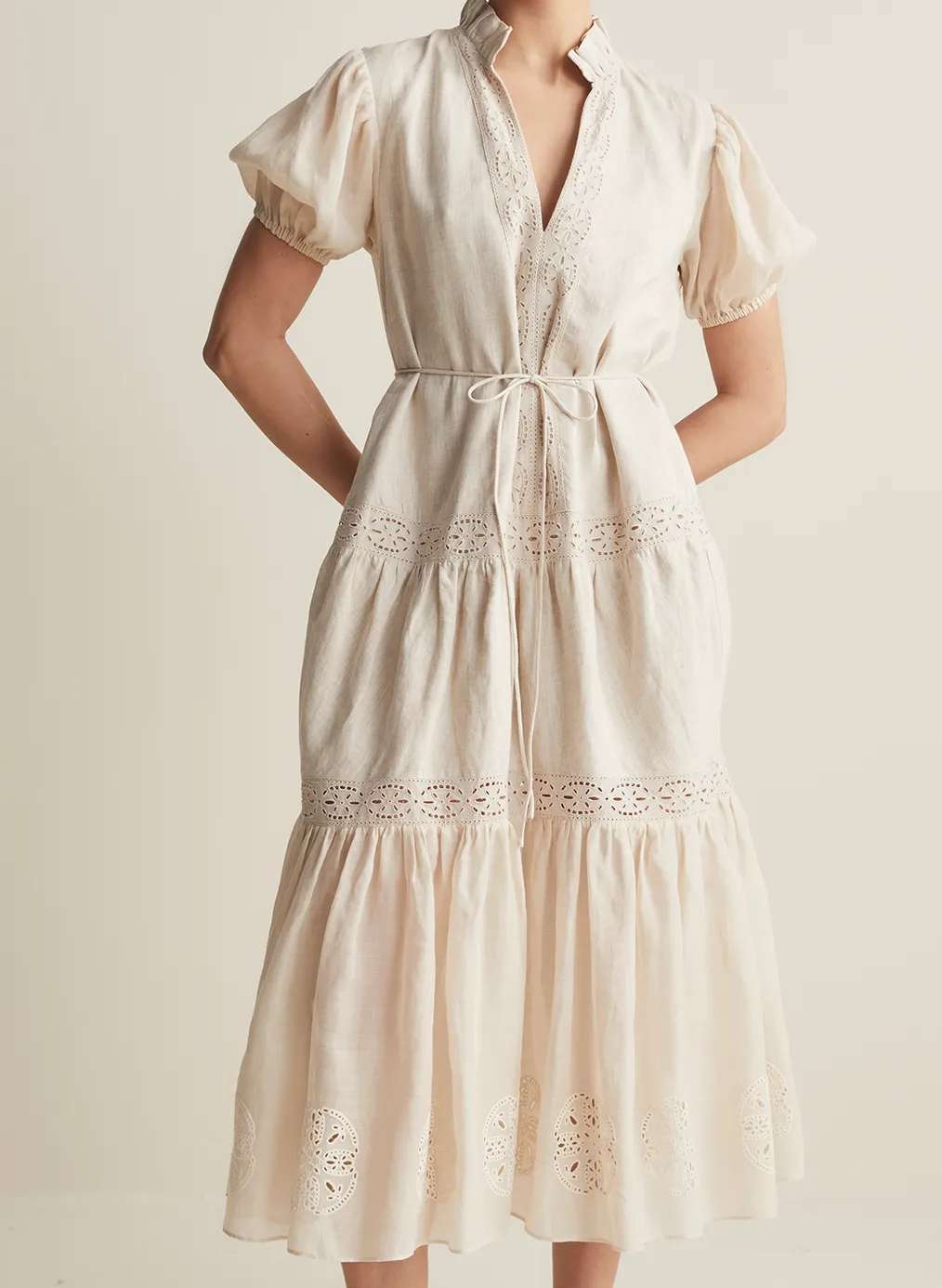 Cecile Linen Ramie Midi Dress | Flax  | Restock