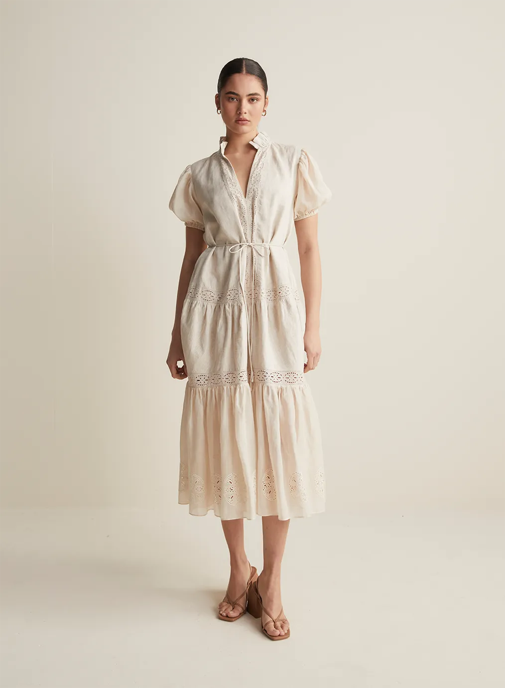 Cecile Linen Ramie Midi Dress | Flax  | Restock