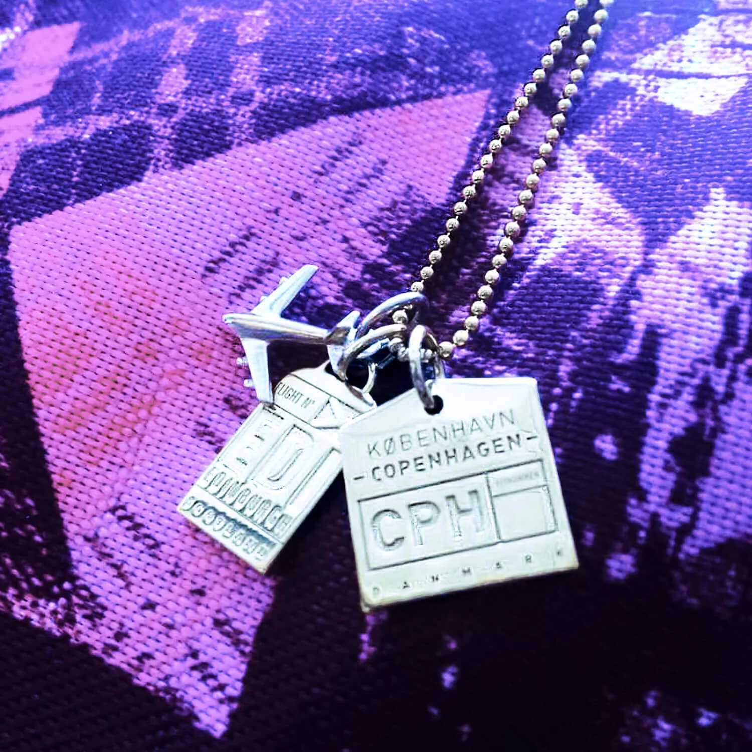 Copenhagen Denmark CPH Luggage Tag Charm Silver