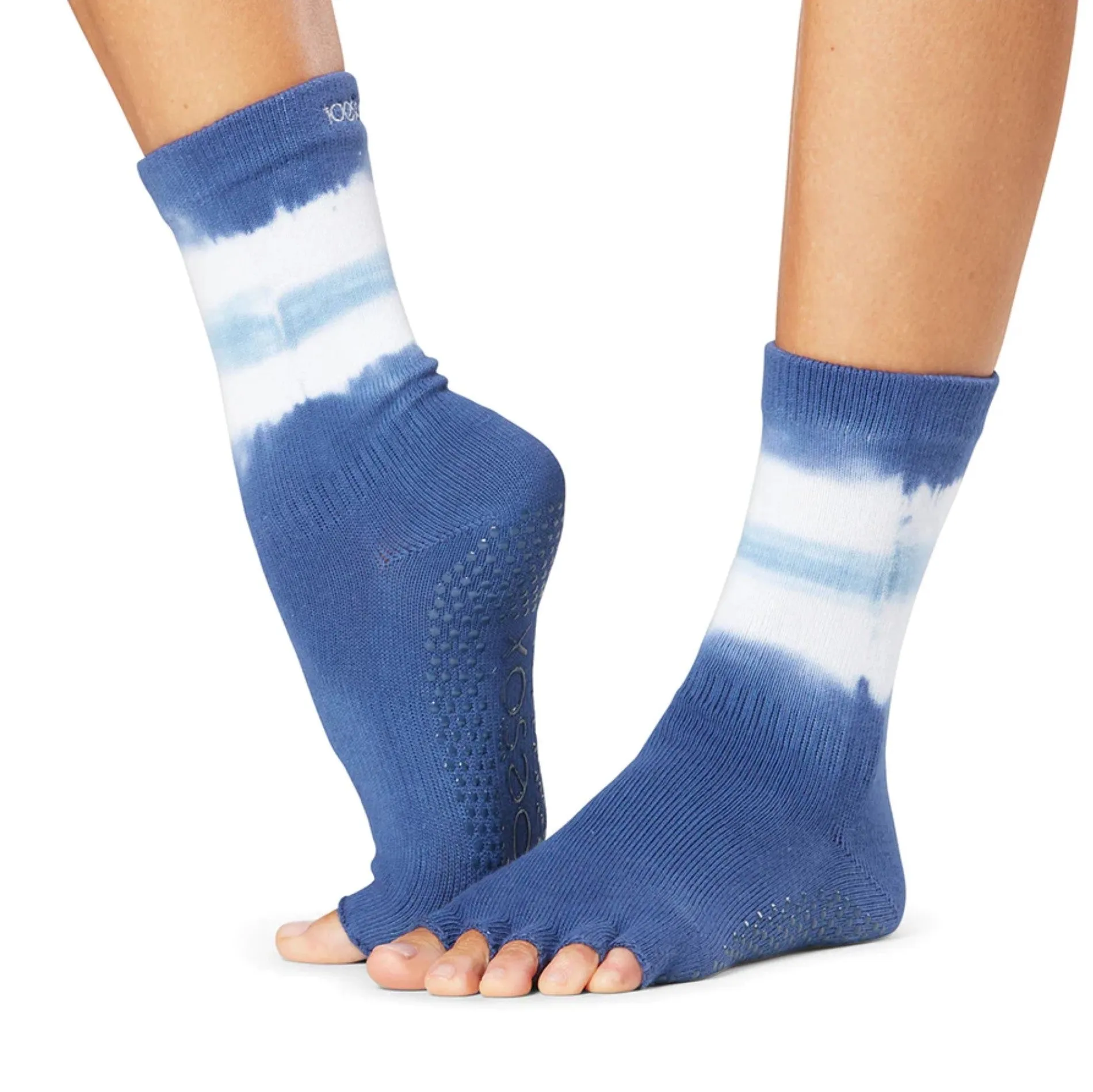 Crew Half Toe - Deepwater Ombre Stripe Grip Socks (Barre / Pilates)