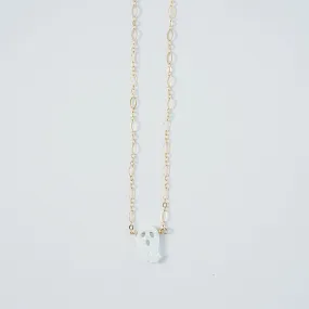 Dainty Opal Ghost Necklace - Choose Your Metal; Halloween Necklace