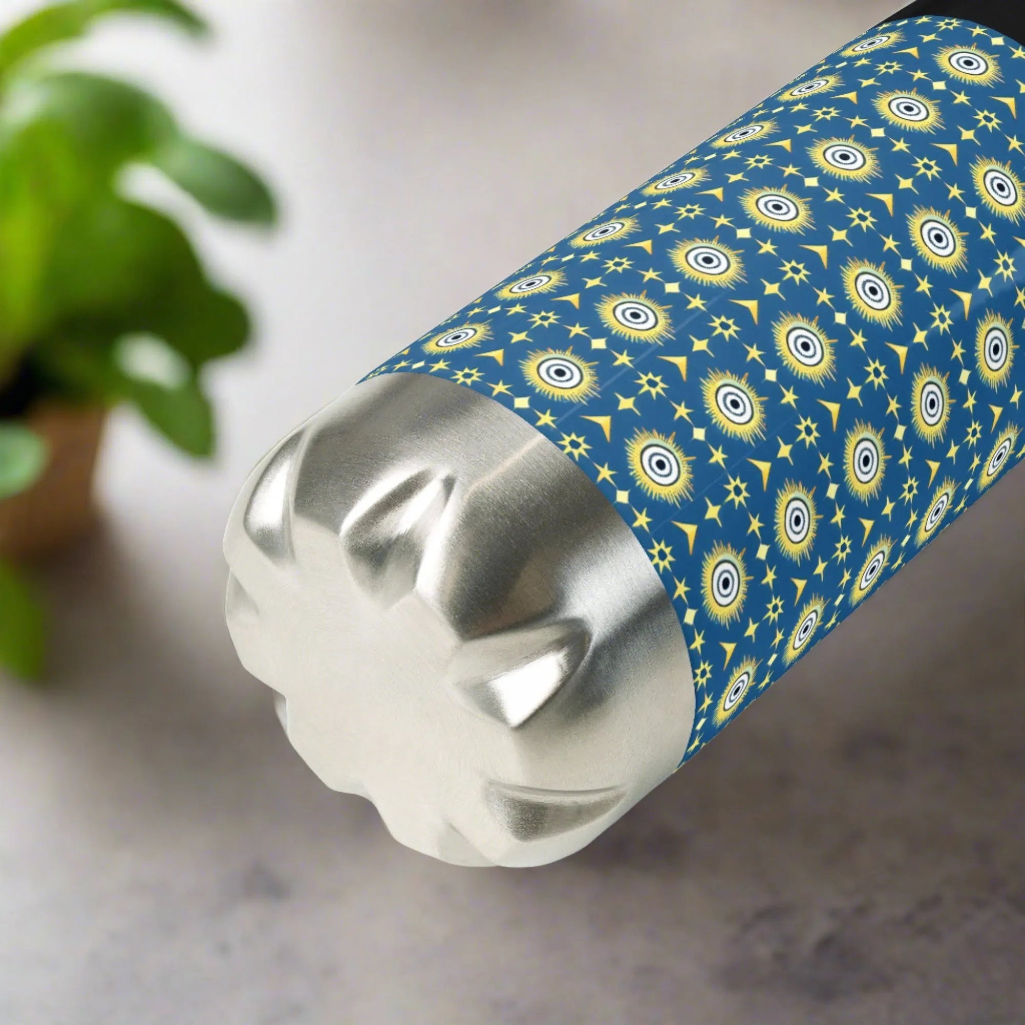Eco-Friendly Navy & Gold Star 17oz Stainless Steel Water Bottle