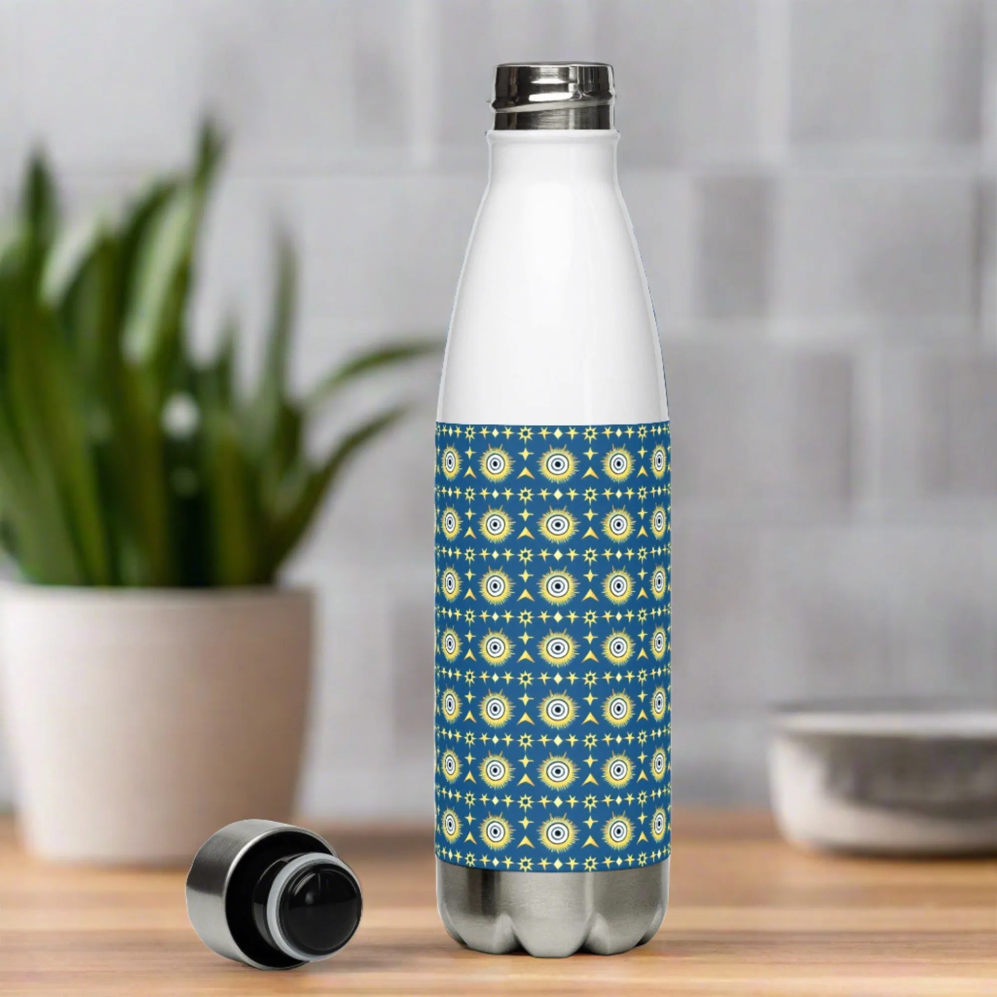 Eco-Friendly Navy & Gold Star 17oz Stainless Steel Water Bottle