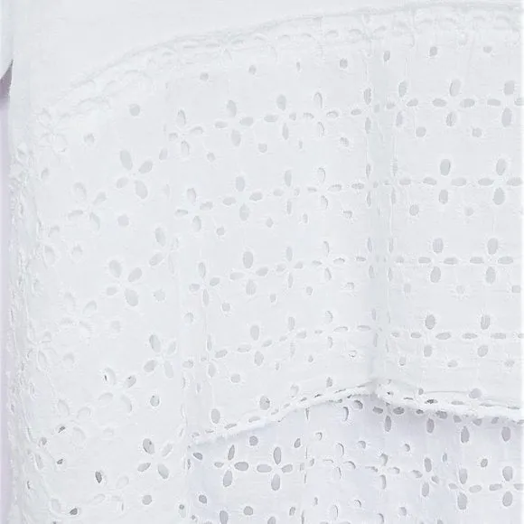 Francesca Bettini Plus Made In Italy Linen Eyelet Drop Hem Tunic Top