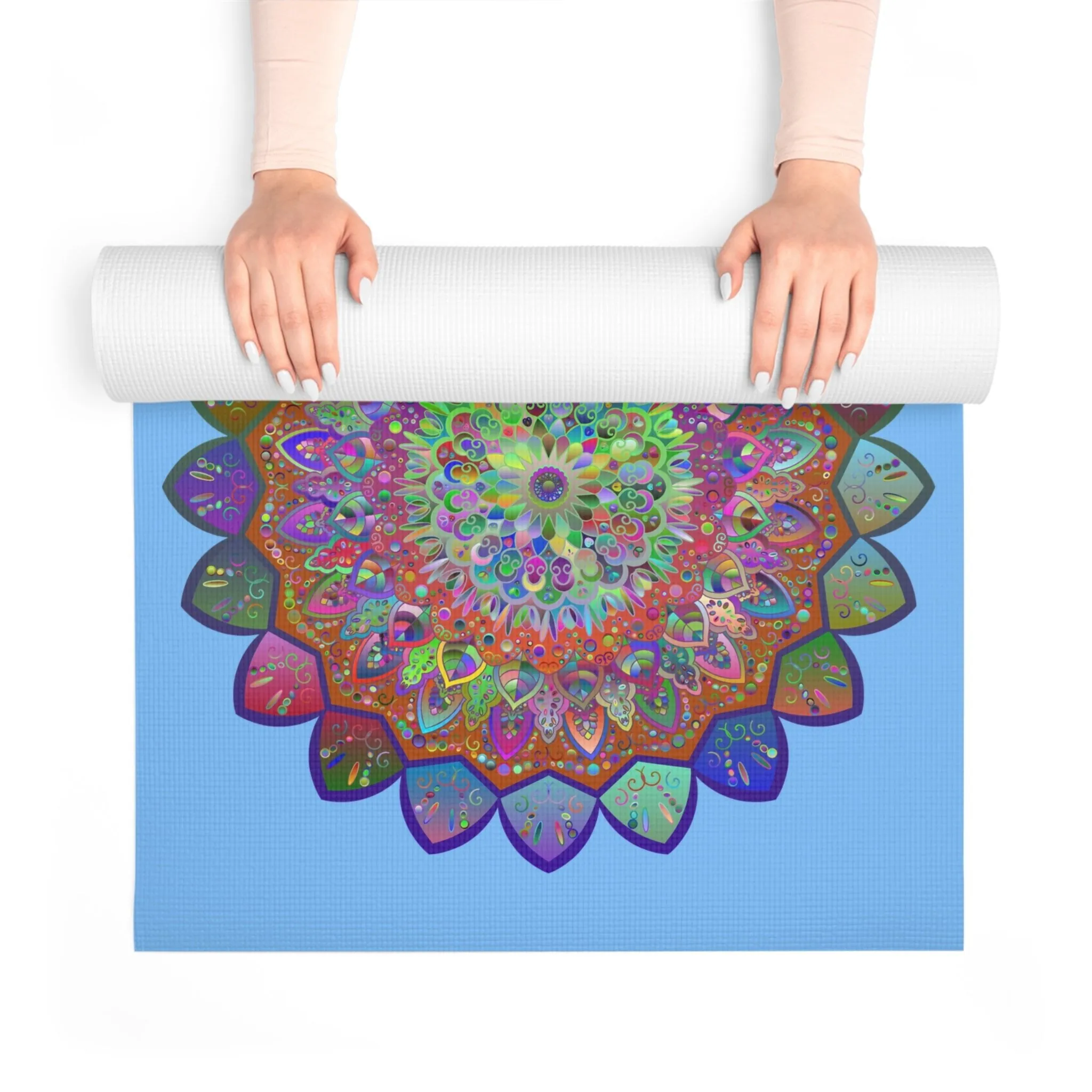 Hand-Drawn Purple Mandala Foam Yoga Mat - 24x72x0.25