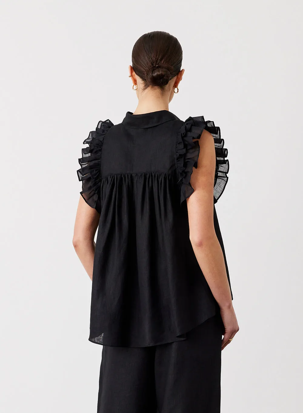 Hermione Linen Ramie Shirt | Black | Restock