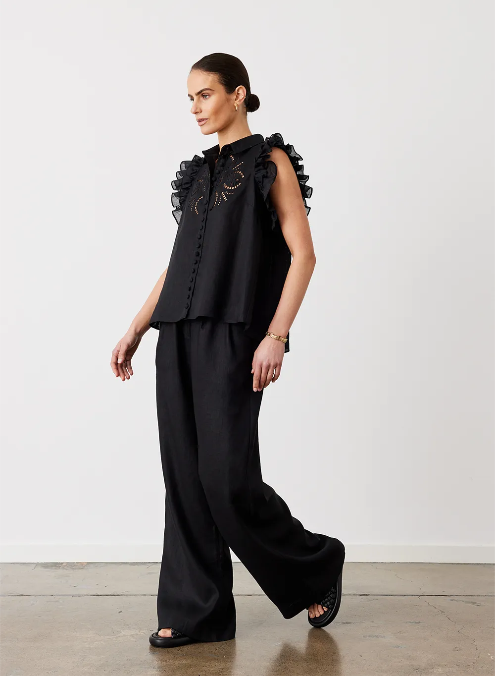Hermione Linen Ramie Shirt | Black | Restock