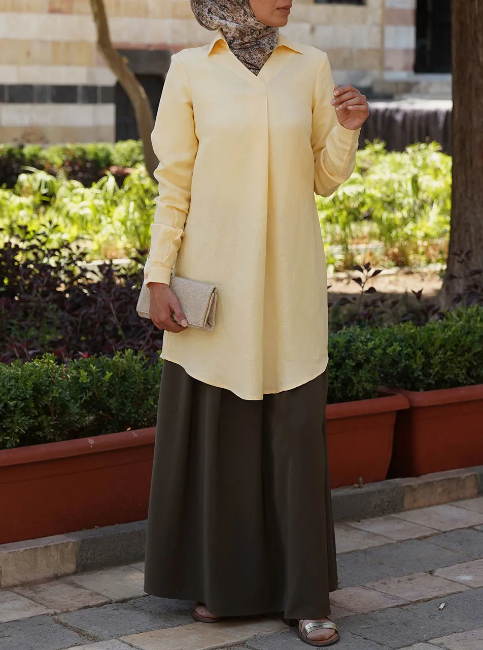 Linen Front Pleat Blouse