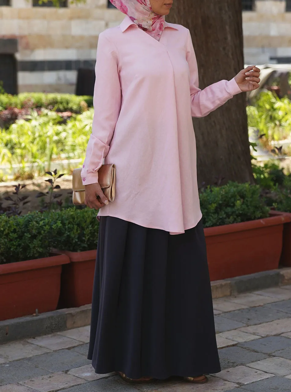 Linen Front Pleat Blouse