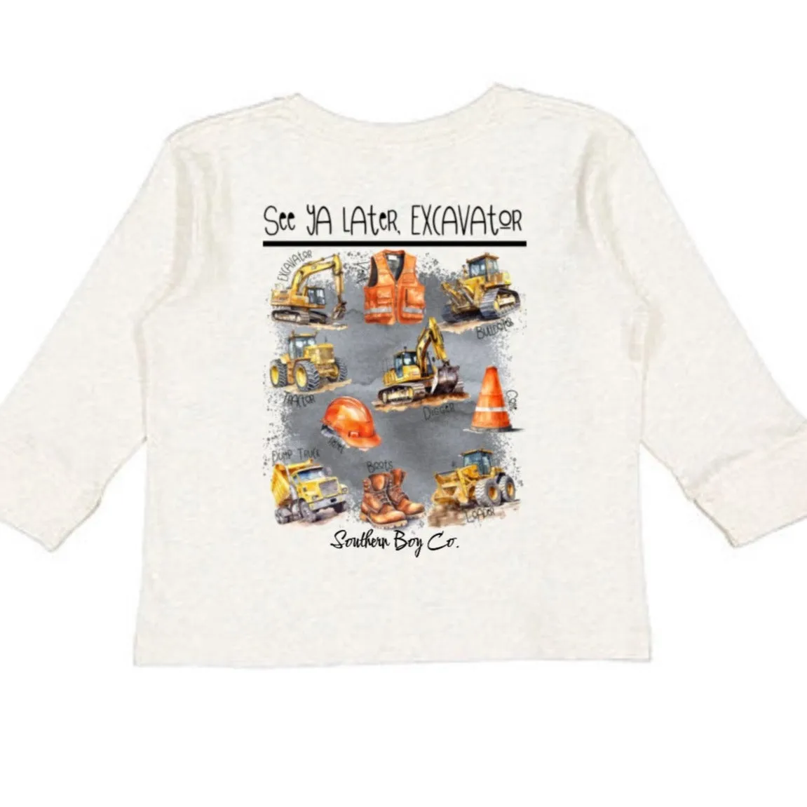 (LONG) Excavator Construction Site Kids Tee