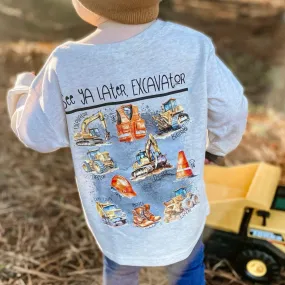 (LONG) Excavator Construction Site Kids Tee